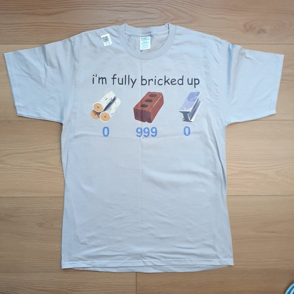 Fortnite - I'm Fully Bricked Up - New Medium Silver Gray T-Shirt